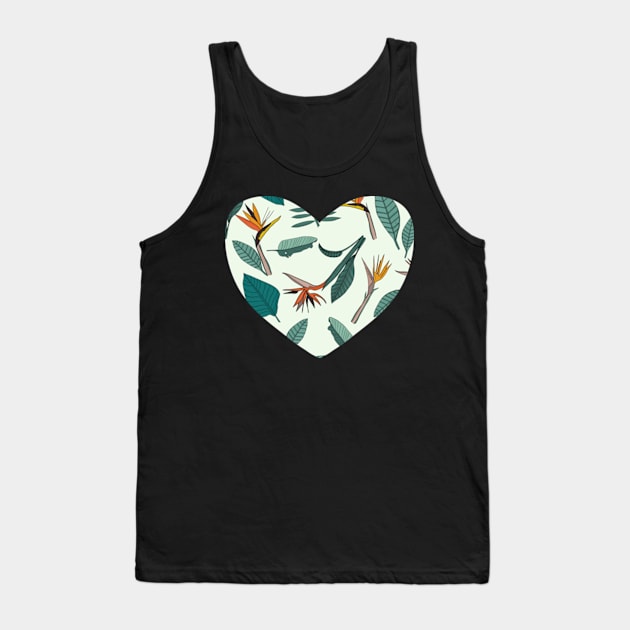 Bird of Paradise Flower Mint Green Tank Top by WalkSimplyArt